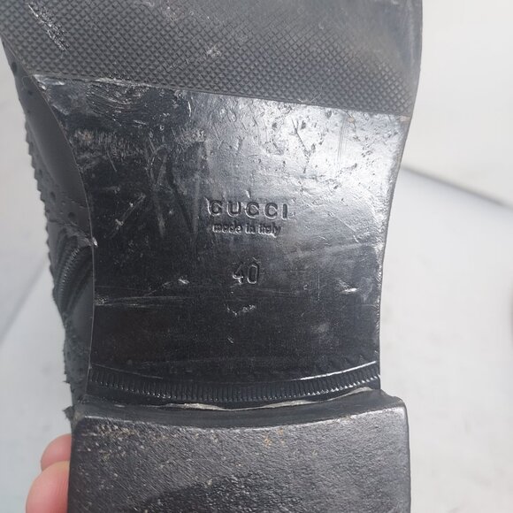 Gucci Queercore Black Bee Lace Up Buckle Strap Boot - Picture 4 of 11